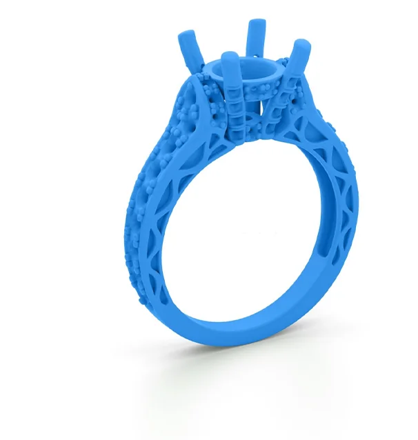 Blaues Modell eines individuellen Ringentwurfs
